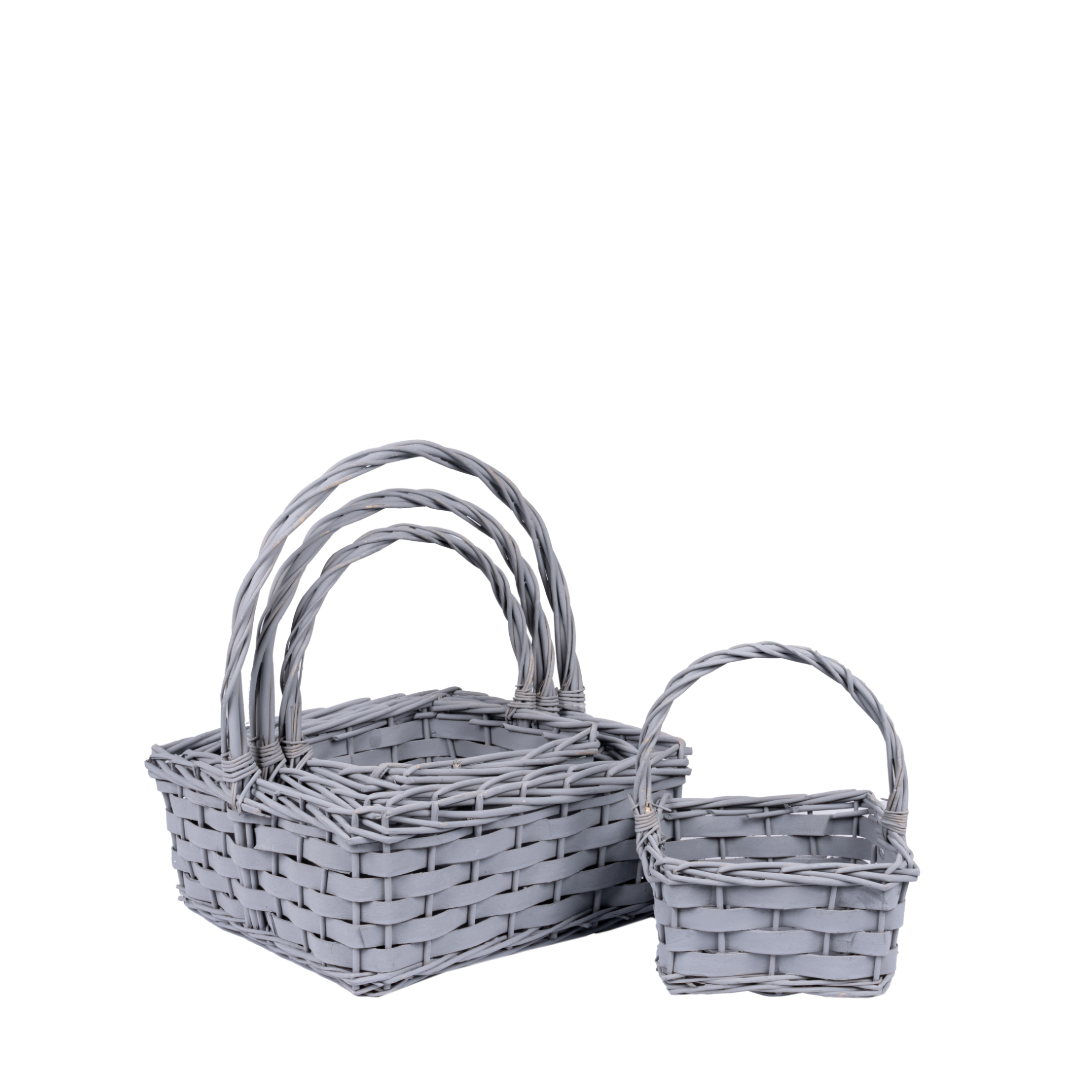 Willow baskets 36x36xH15, 31x31xH14, 25x25xH13, 20x20xH11cm 4pcs